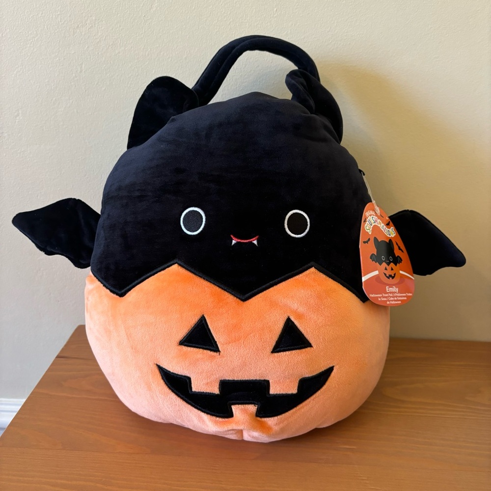 Squishmallows “Emily” Halloween Bat Plush with Pumpkin Design 12”